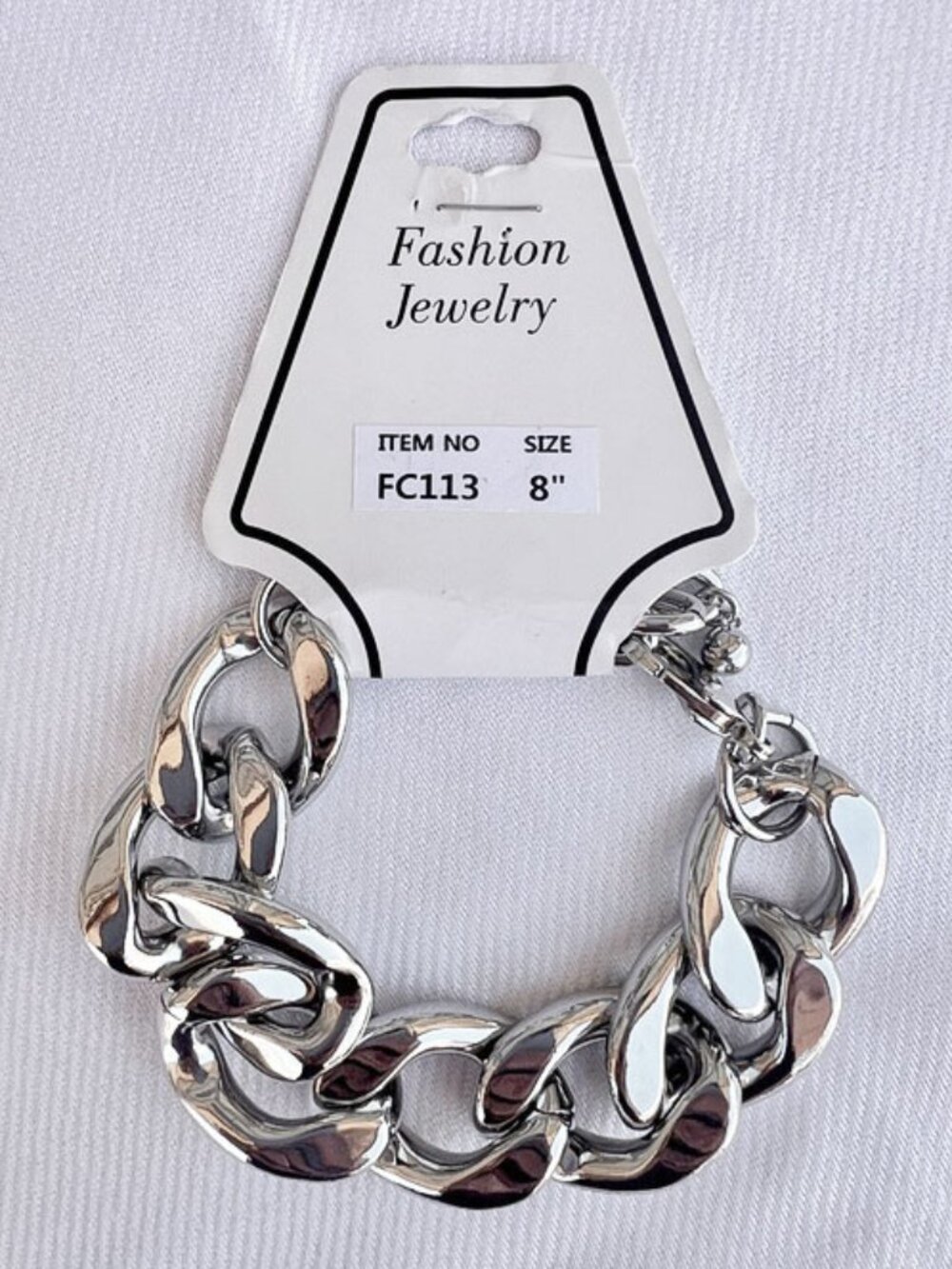 Silver Chunky Link Bracelet - 8"